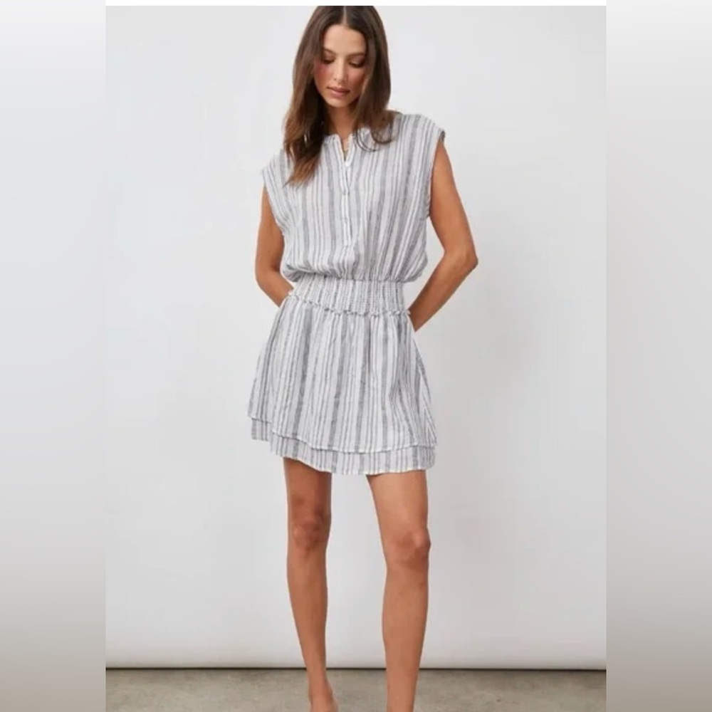 Rails Angelina Cape May Linen blend Blue Stripe Dress